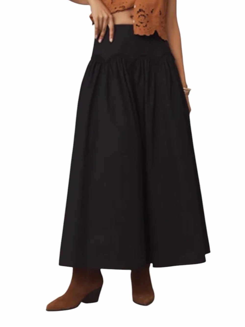 Mare Mare x Anthropologie - Basque Waist Black Maxi Skirt Sz L